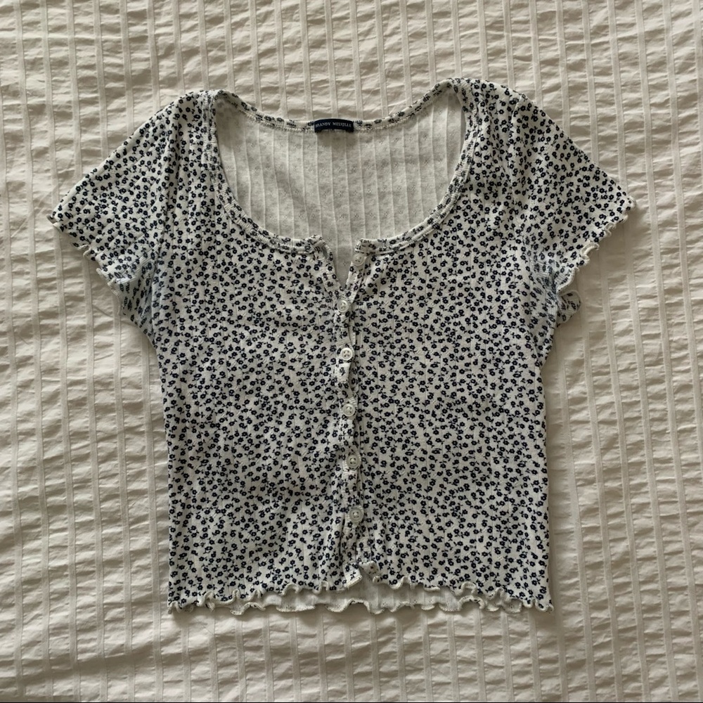 brandy melville blue and white ruffle zelly